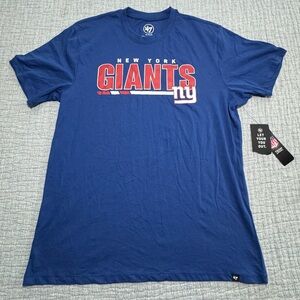 New York Giants Mens Sz XL T-Shirt '47 Brand Blue Cotton Short Sleeves Brand New